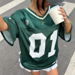 5 Pcs Oversized Mesh Breathable Rugby Jersey