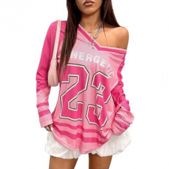 5 Pcs Oversized Pink Mesh Energetic Breathable Rugby Jersey